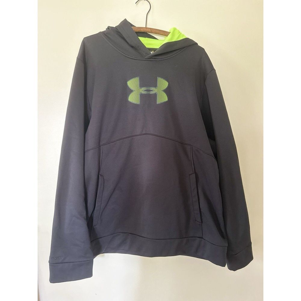 UNDER ARMOUR Men's Size XXLarge 2XL‎ Black Lime Long Sleeve Hoodie